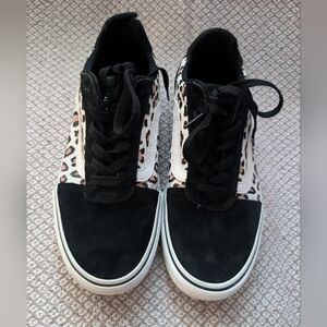 Vans Black and Leopard Print Women's Sneakers